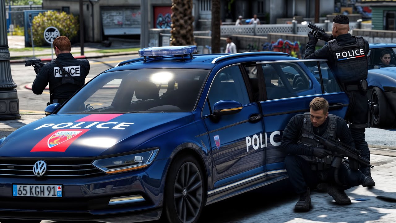 [GTA 5] &Eacute;CHANGE DE TIR ENTRE POLICIER ET GANG DANS UNE CIT&Eacute;E🚔| LSPDFR #1182