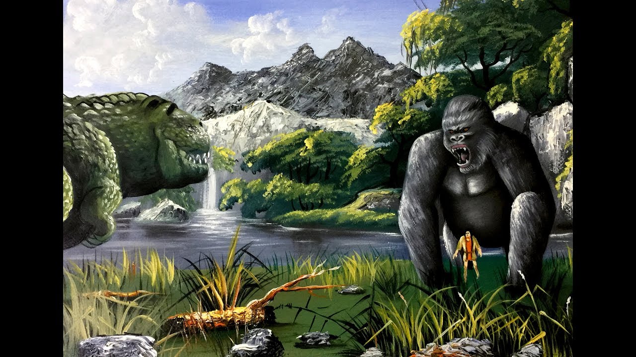 How to Draw King Kong - Draw Fantasy Art - King Kong vs T-REX