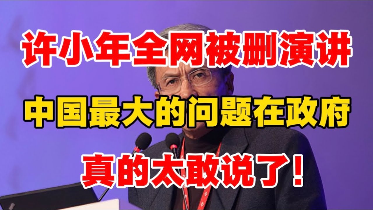 许小年全网被删演讲，中国最大的问题在政府！真的太敢说了！