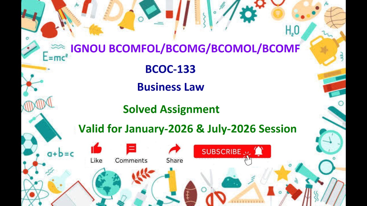 BCOC 133 SOLVED ASSIGNMENT | BCOC 133 IGNOU Solved Assignment Jan 2026 & July 2026 | IGNOU