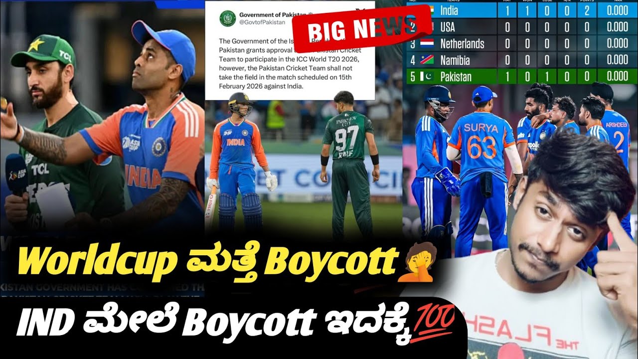 ICC T20 Worldcup 2026 IND to get free 2 points Kannada|IND VS PAK|ICC T20 Worldcup boycott update