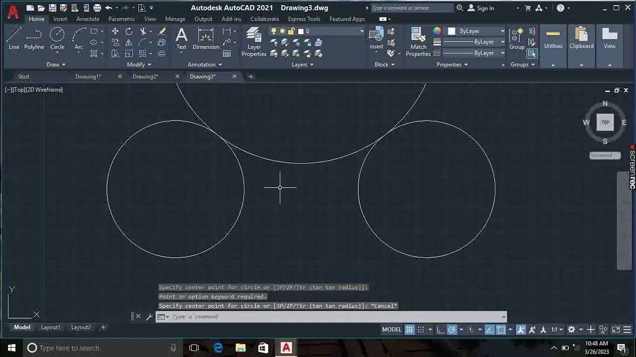 Tangent command in Autocad Tan Tan Radius,II Autocad Tan Tan Radius(ttr) Circle Command,#tangents
