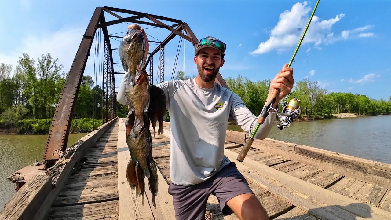 I FOUND The BIG ONES So LOADED Under this OLD BRIDGE!!! --(Catch, Clean & Cook!!!)
