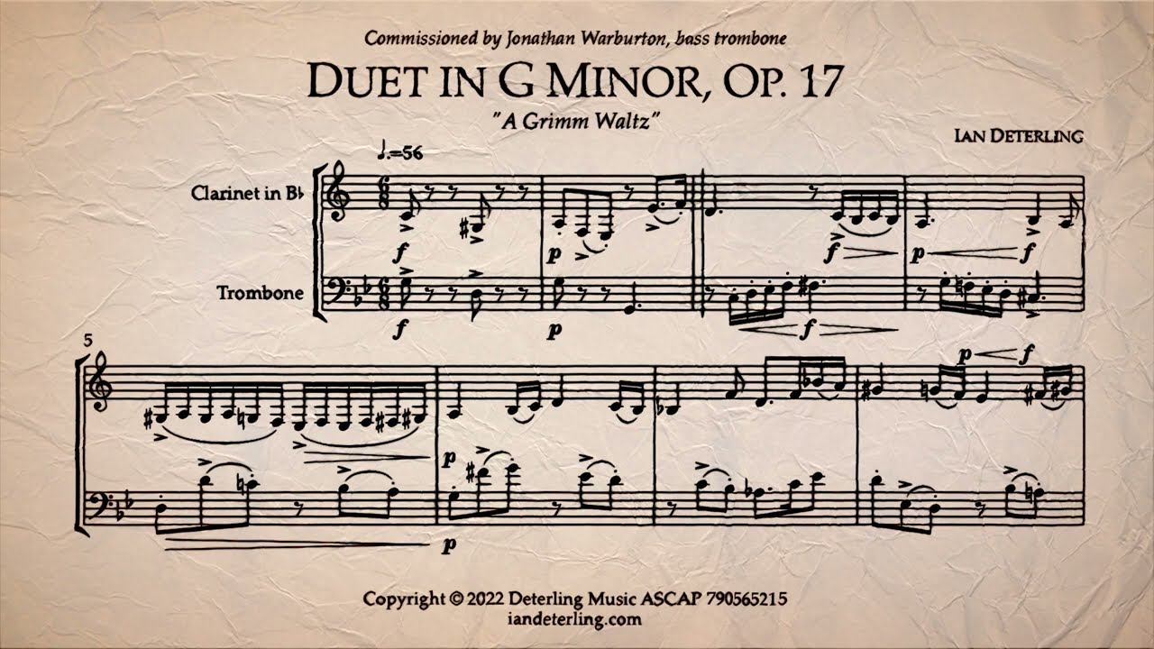 Clarinet and Trombone Duet in G Minor, Op. 17