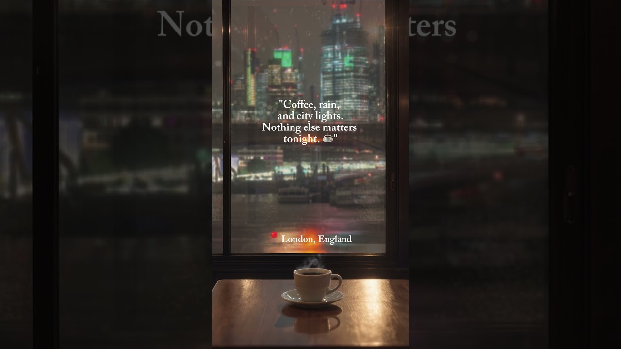 London Rainy Night Café 🌧️🇬🇧 City Lights & Calm Piano — Full Video on Channel #shorts #cityscape