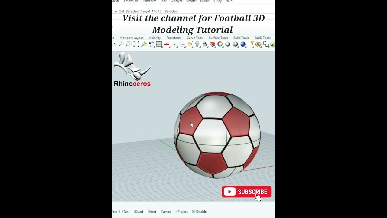 Rhino 3d tutorial for beginners:Creat a Football in Rhino. 