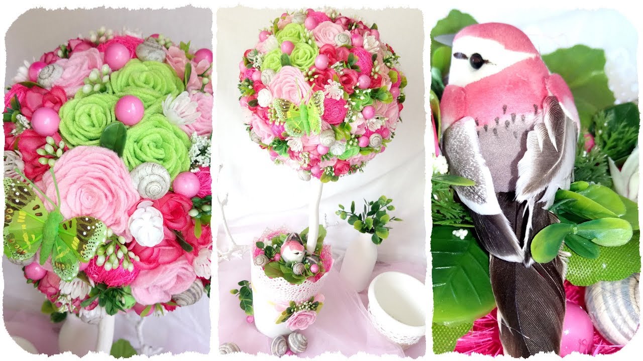 ЦВЕТОЧНОЕ ДЕРЕВО ТОПИАРИЙ | DIY Flower tree topiary | Topiario de árbol de flores de bricolaje