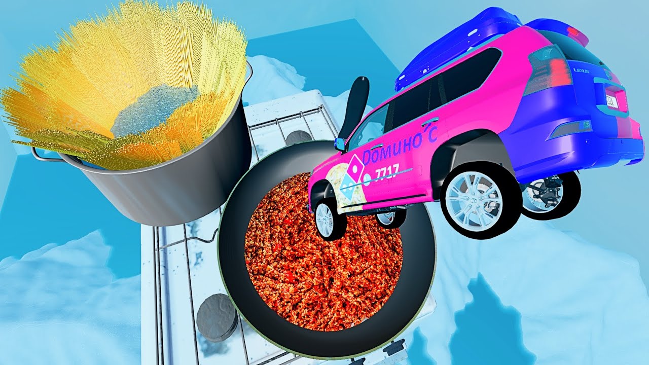 Car Jumps into Spaghetti Bolognese - BeamNG.drive