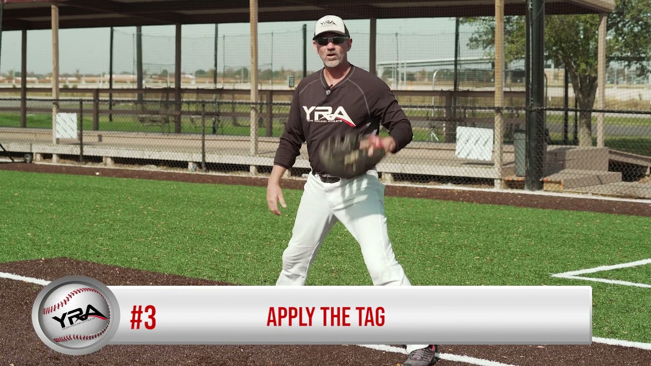 Baseball: 1st Base Fielding- Holding a runner on with a pick off and applying the tag