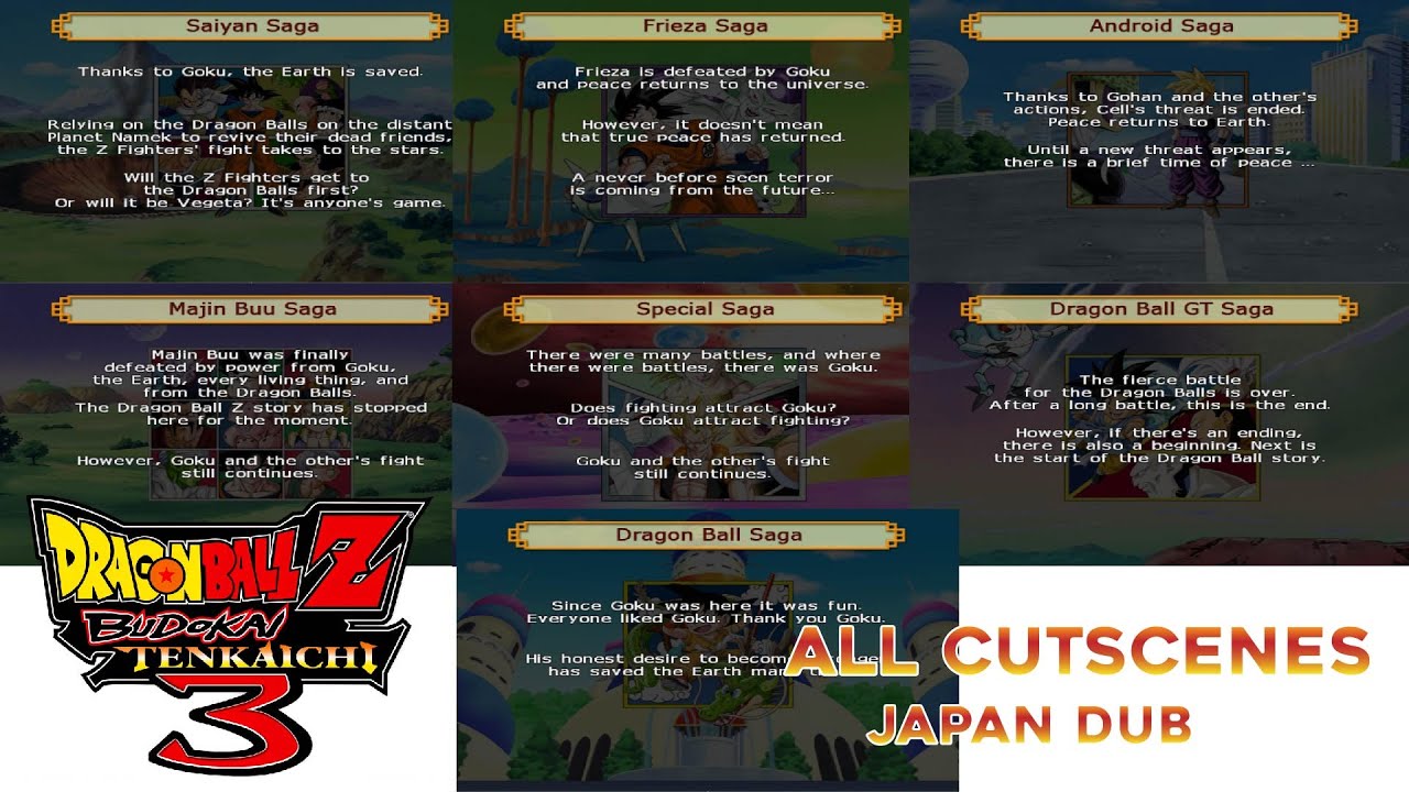 Dragon Ball Z: Budokai Tenkaichi 3 | ALL NARRATOR'S NARRATION - JAP DUB