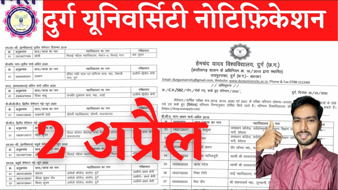 2 April 2022 | DURG UNIVERSITY NEWS TODAY | DURG UNIVERSITY | HEMCHAND YADAV UNIVERSITY DURG | DURG
