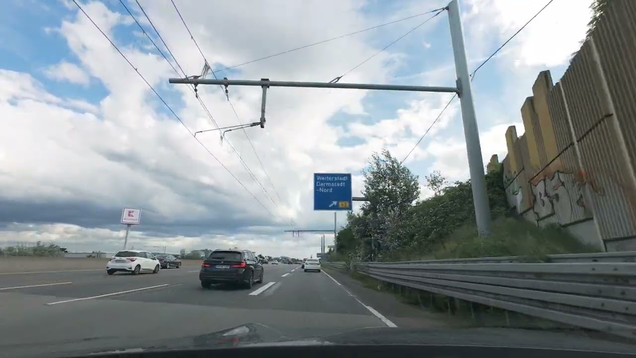 Driving in Germany from Frankfurt Airport to Darmstadt on Autobahn A5 #travel #drivetochill #best
