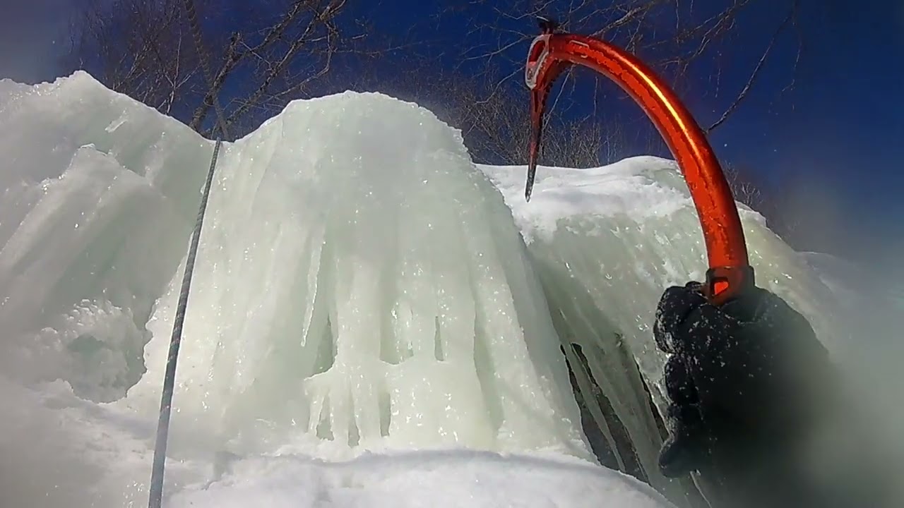 Garrett Ice Climbs Steep Ice Route After Rowan 2/1/26