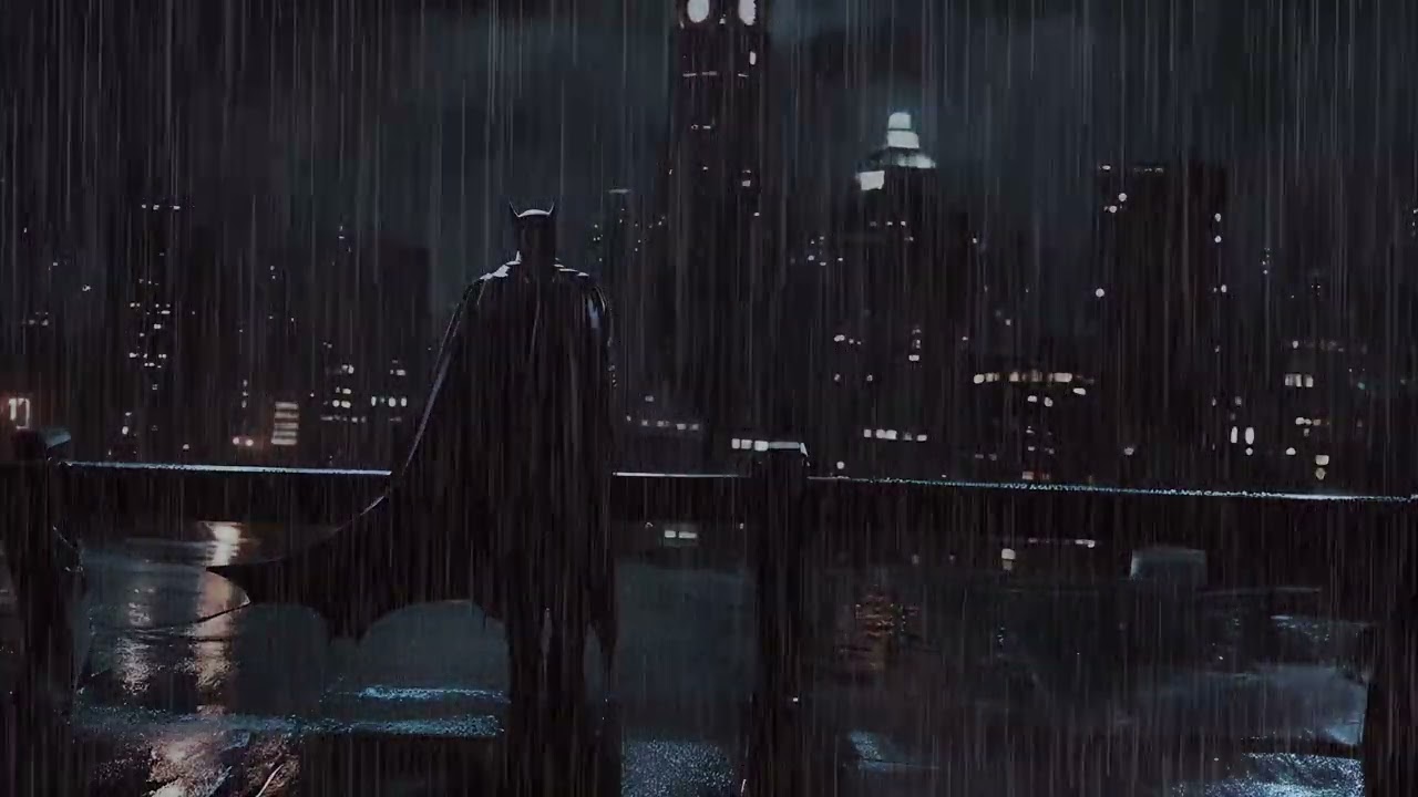 The Dark Knight Inspired Batman In The Rain | 8 Hours Heavy Rain Sounds
