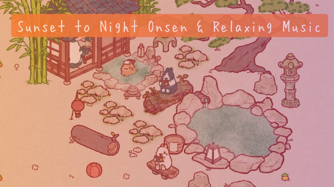 【癒やしBGM】夕暮れから夜へ。灯籠が灯る静かな温泉宿｜Sunset to Night Onsen & Relaxing Music [Usagi Shima]