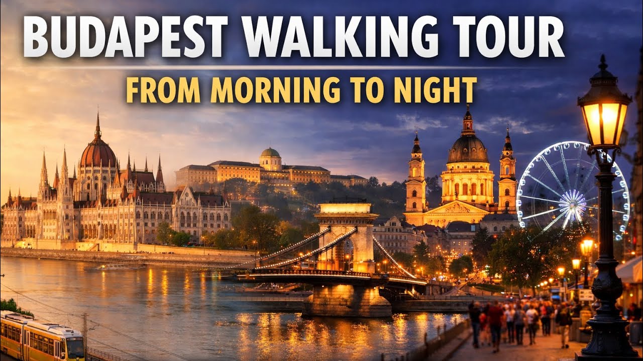 Budapest Walking Tour | From Morning to Night | Real City Sounds