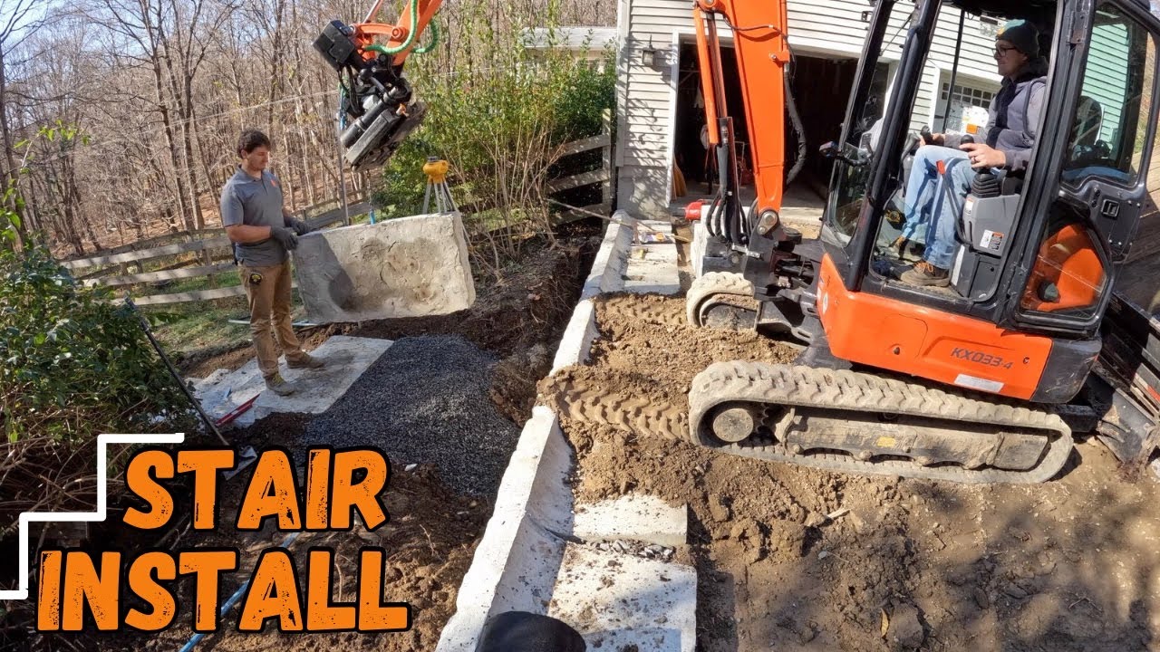Installing Redi-Rock Stairs in a Large Format Retaining Wall
