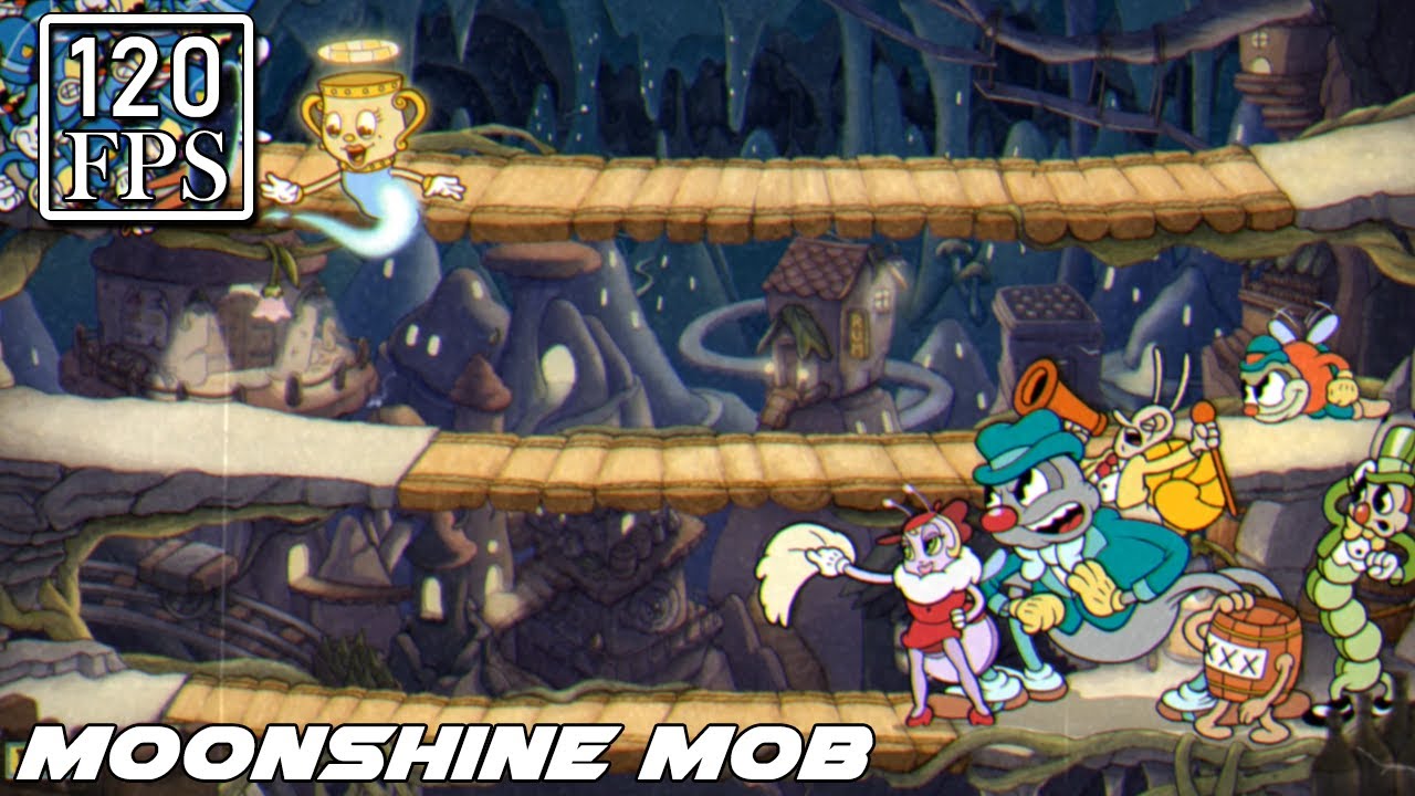 Cuphead DLC Moonshine Mob Boss Fight [120 FPS Upscale]