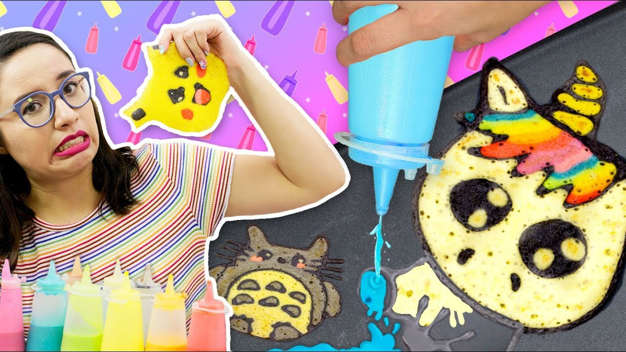 DIBUJOS QUE SE COMEN!! 💪✨ PANCAKE ART CHALLENGE *Gracioso* 🥞 ✄ Craftingeek