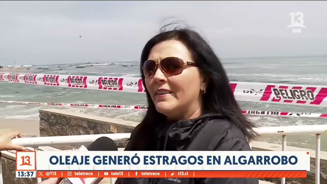 Algarrobo: Así fue el momento del derrumbe del paso peatonal producto de las marejadas anormales