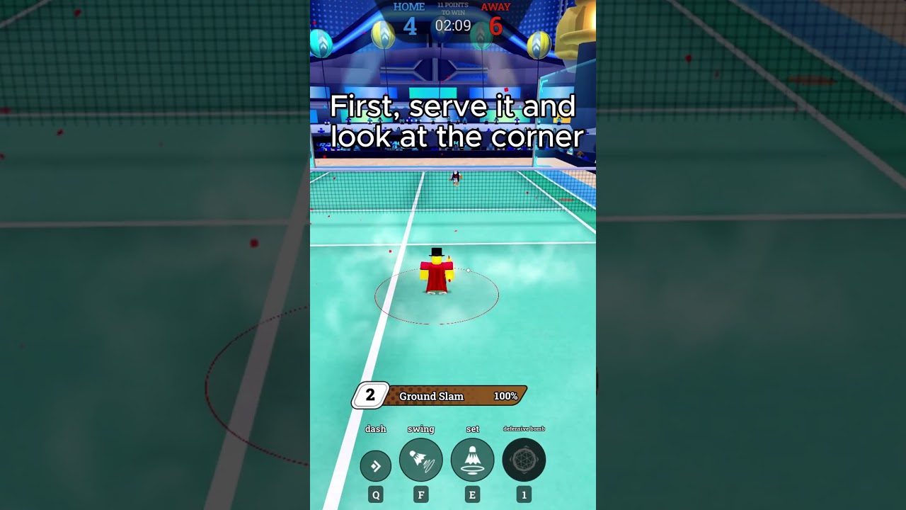 Only Pros use this serve in Racket Rivals  #roblox #badminton
