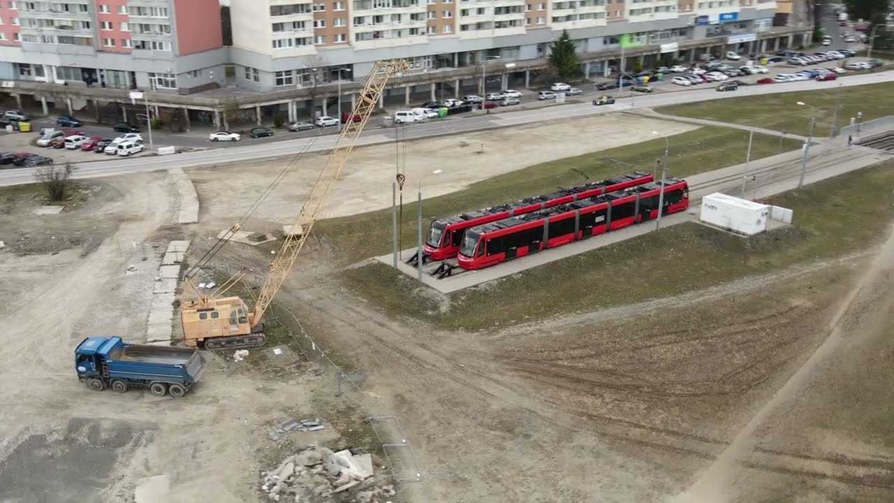 Výstavba električkovej trate v Petržalke (február 2024)