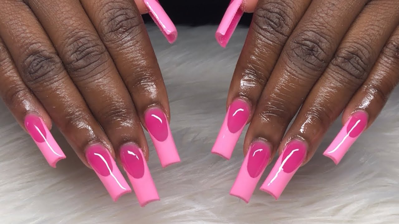Pink on pink french tip nails | Acrylic nails tutorials