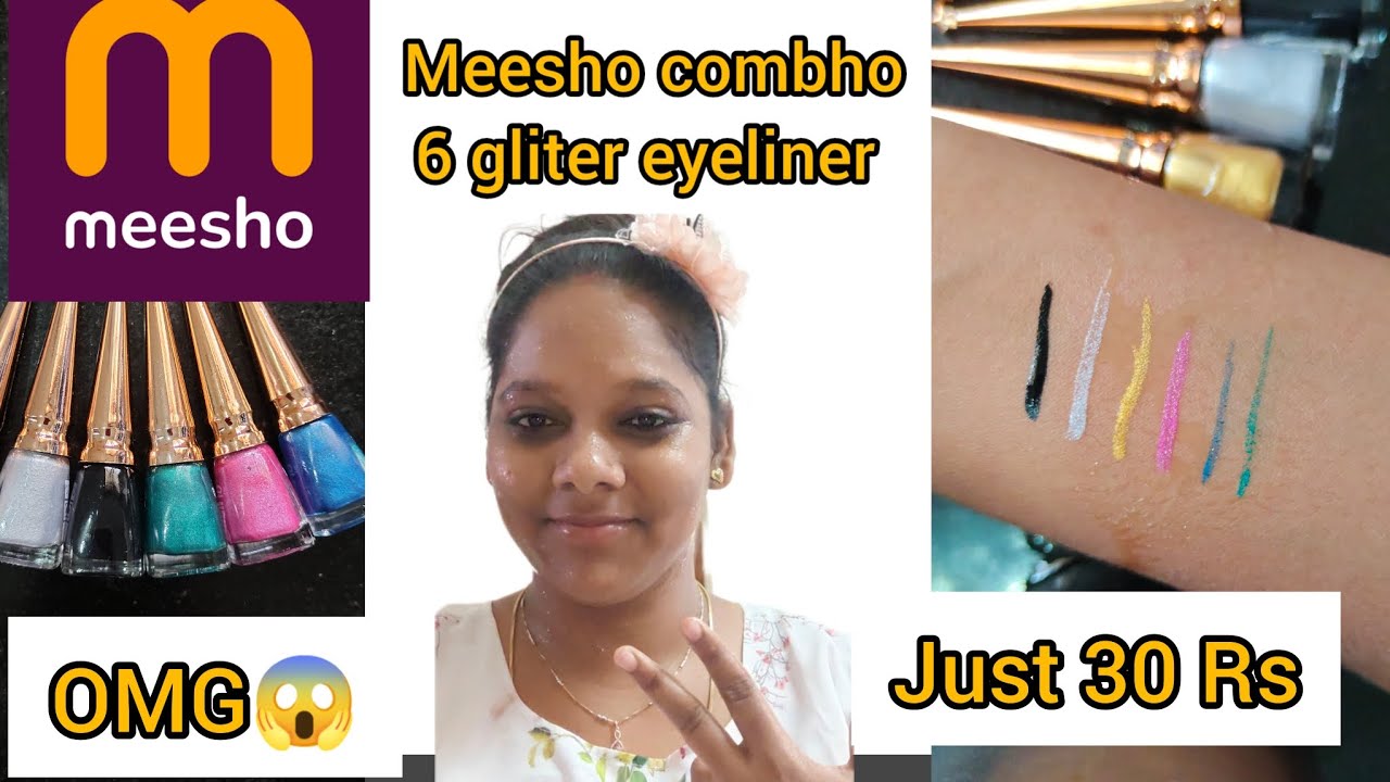 Meesho 6 - Smudge proof Glitter Eyeliner Review Tamil 🥰❤️ Easy use eyeliner  code s-93851893