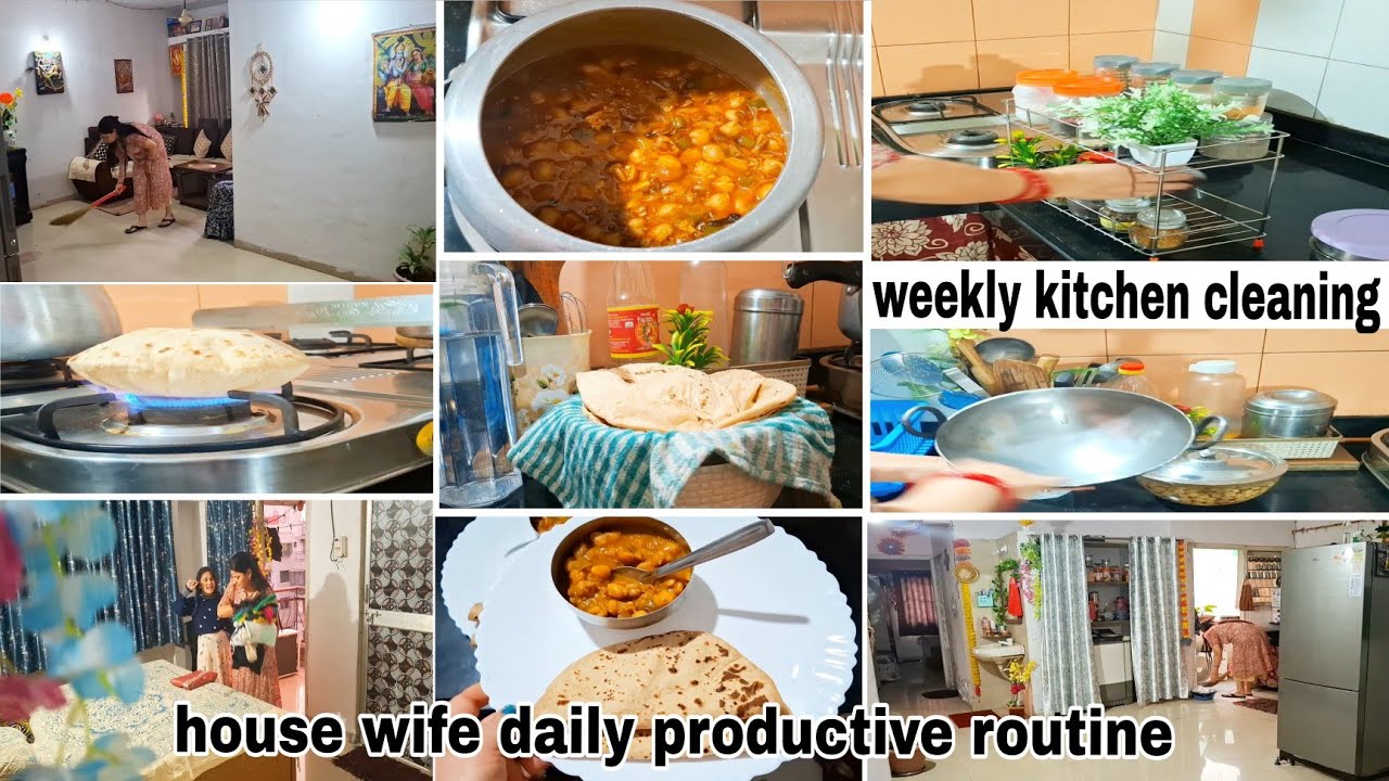 ✅️Indian mom evening productive routine kitchen weekly cleaning and🏡 organize chole raicepi 