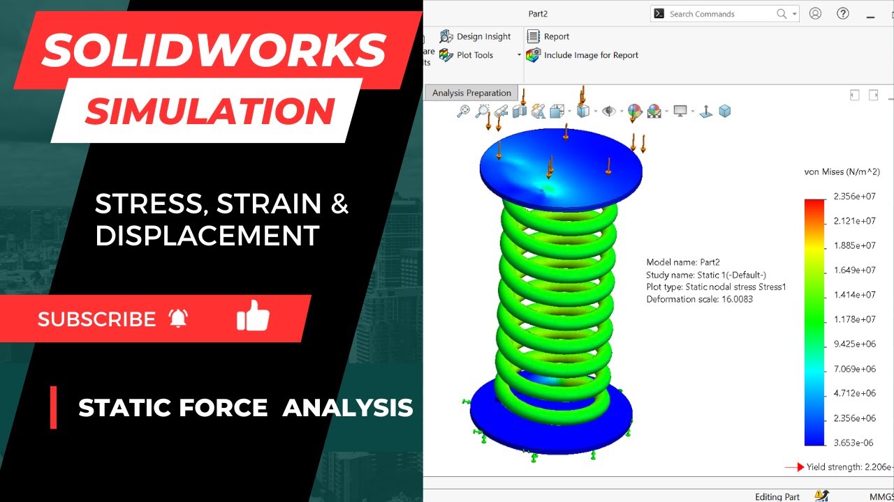 SolidWorks Simulation Static Force Analysis| Spring Simulation