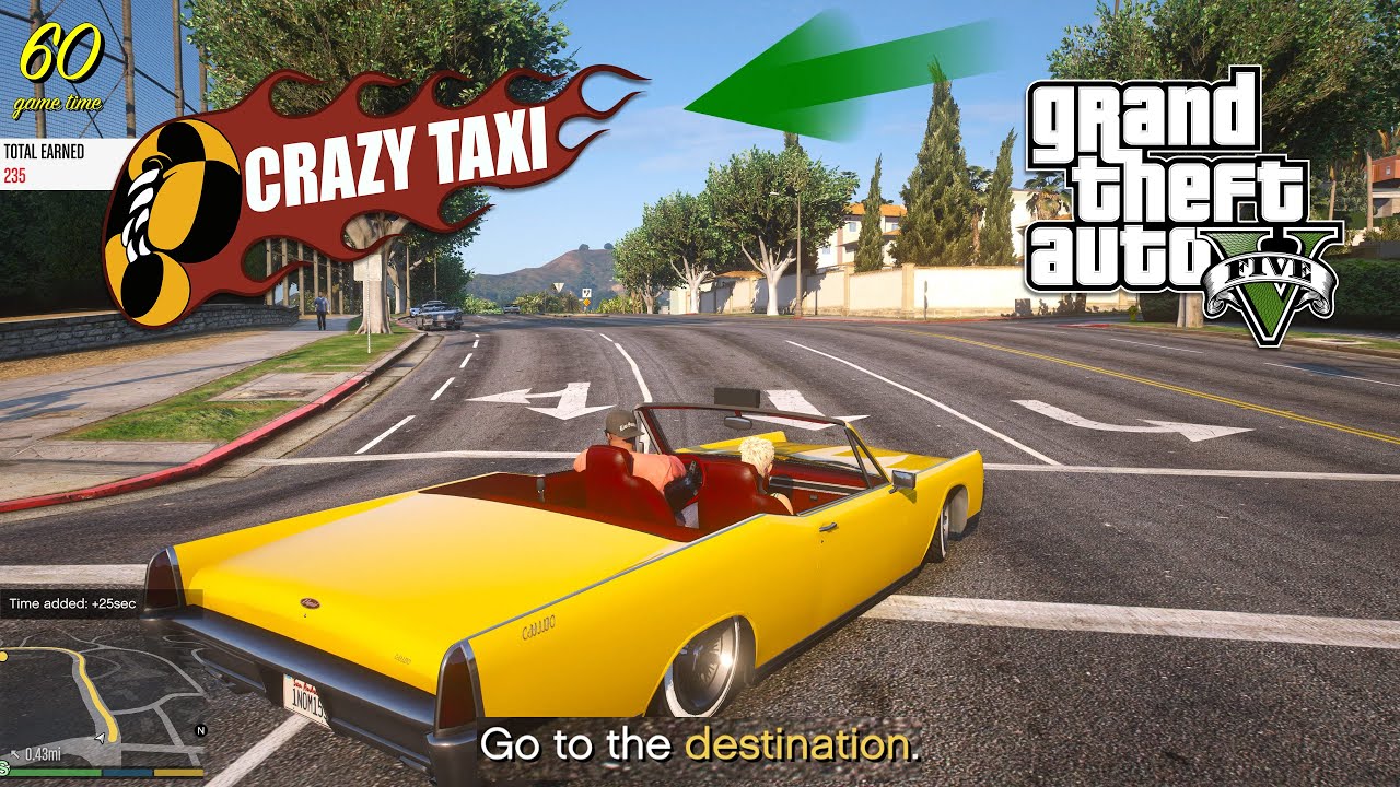 GTA 5 Crazy Taxi Mod - QuantV 4K Gameplay