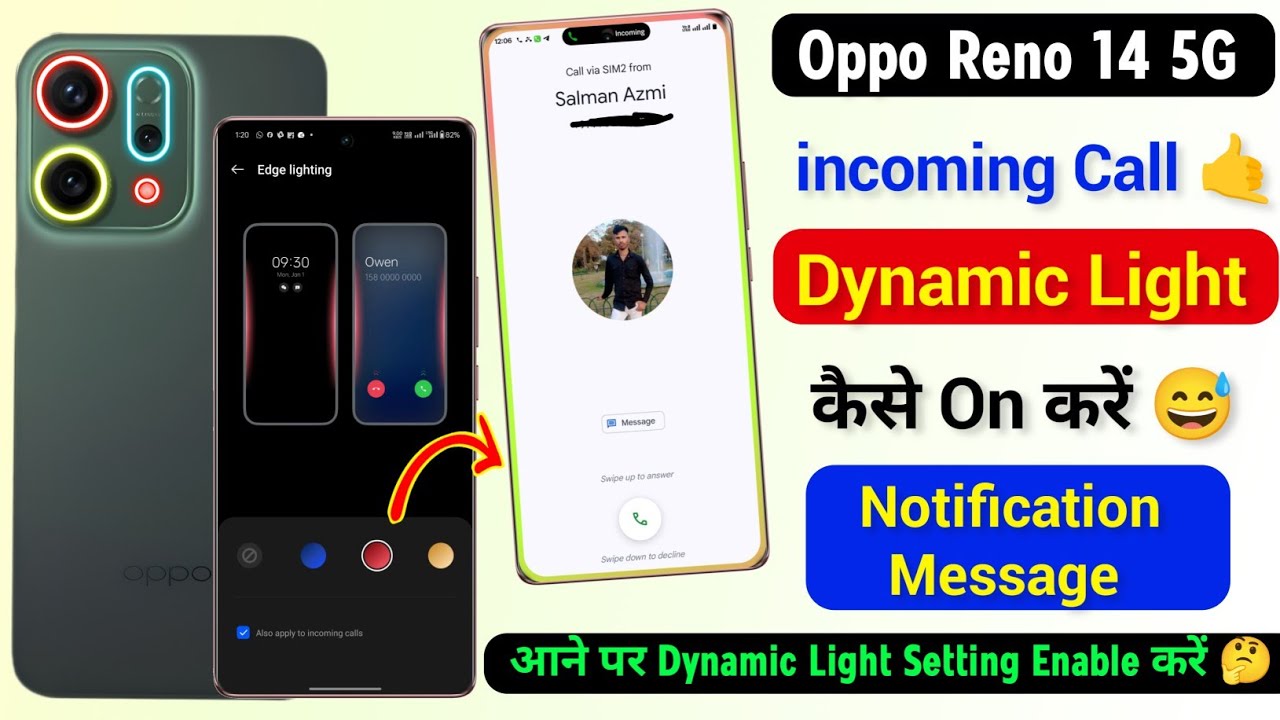 Oppo Reno 14 5g incoming Call Dynamic Light Setting | Oppo Reno 14 Notification Light Kaise Lagaye