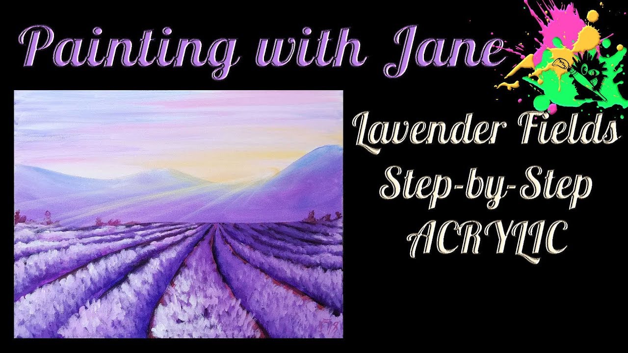 Lavender Fields Sunrise Step by Step Acrylic Painting on Canvas for Beginners