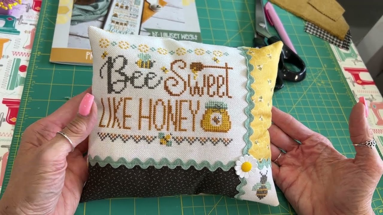 Cross Stitch Bee Pillow Tutorial by Lindsey Weight of Primrose Cottage Stitches