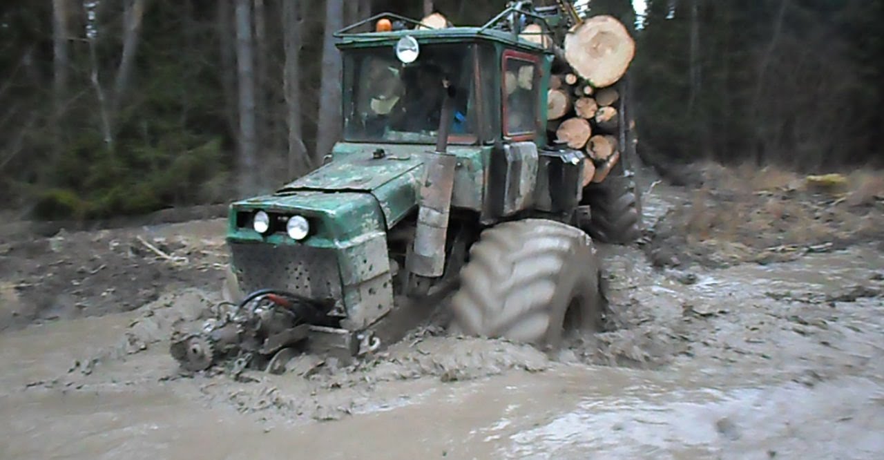 Homemade forwarder, extreme mud conditions
