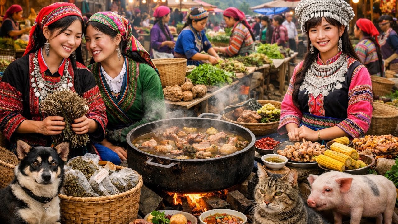 Ẩm Thực Chợ Phiên Biên Giới – Toàn Món Núi Rừng Khiến Ai Cũng Mê / dân vùng cao . 