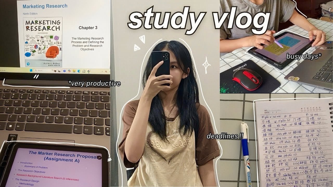 STUDY VLOG 🎧 | super productive days, busy school life, lectures & notes, cozy meal prep