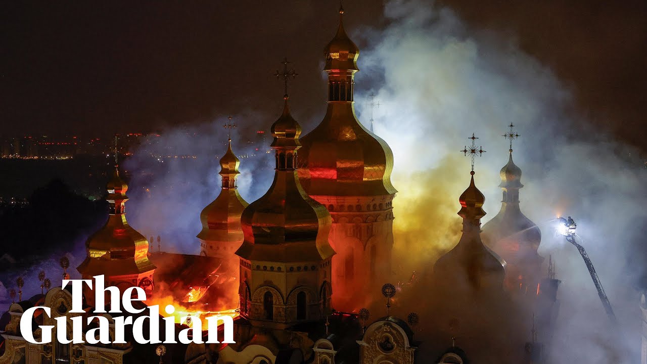 Cathedral burns at Unesco-listed Kyiv Pechersk Lavra after Russian attack