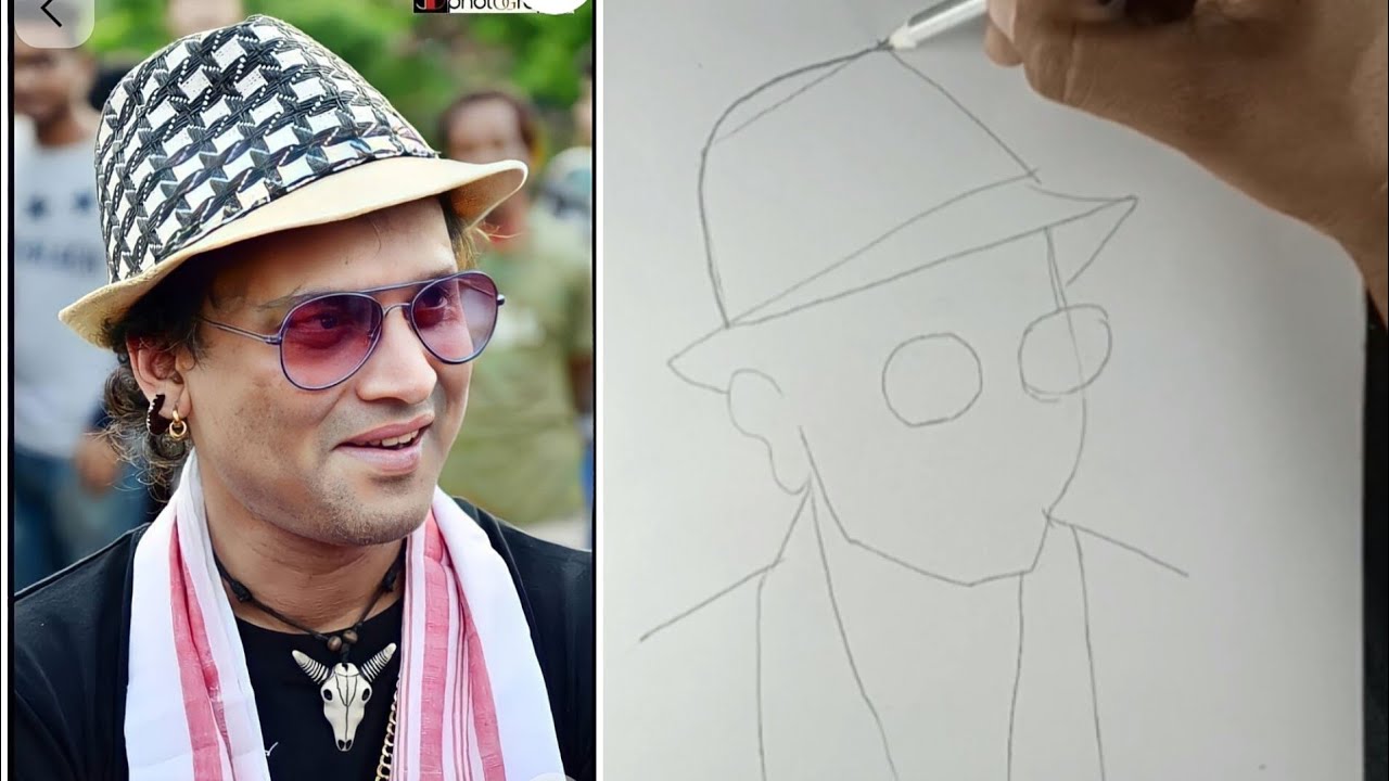 How To Draw A Zubeen Garg. Zubeen Garg Photo Drawing Easy Step By Stap.