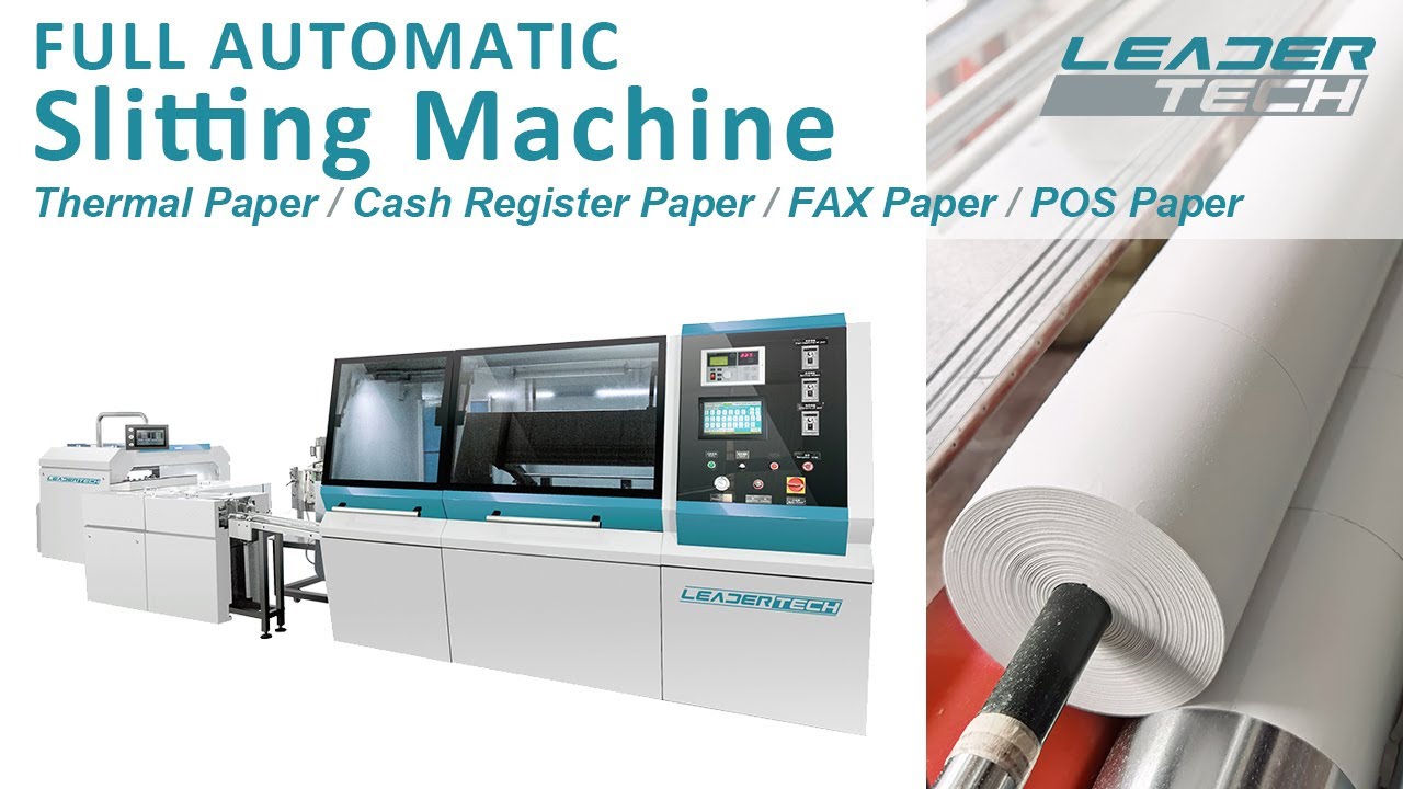 The cheapest fully automatic thermal paper slitting machine connected to an auto packing machine.