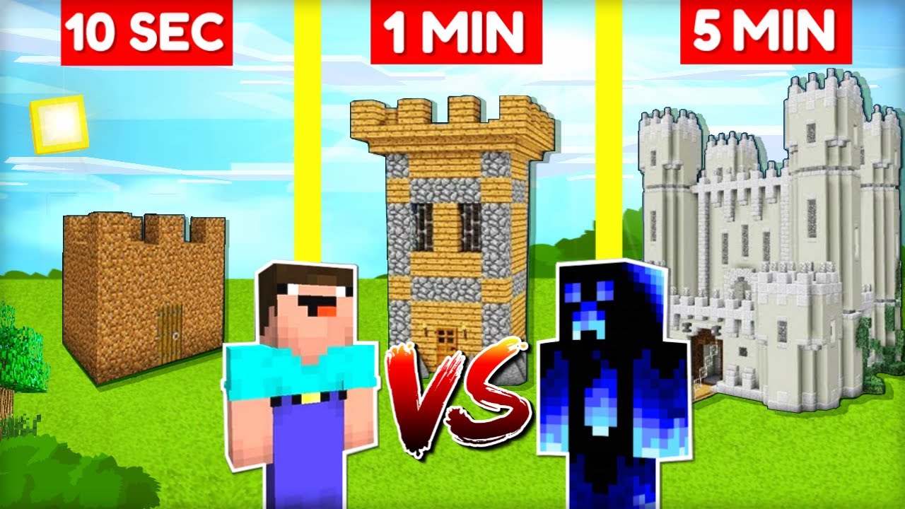 NOOB vs. PRO STAV&Iacute; PEVNOST za 10 SEC / 1 MIN / 5 MIN v Minecraftu!
