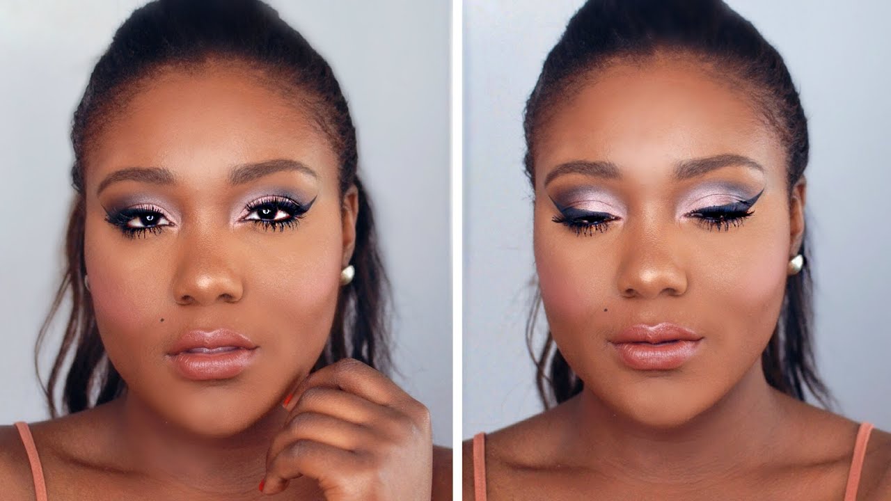 Flawless Foundation  + Romantic Pinks Makeup Tutorial // Black Women Makeup ( Dark Skin)