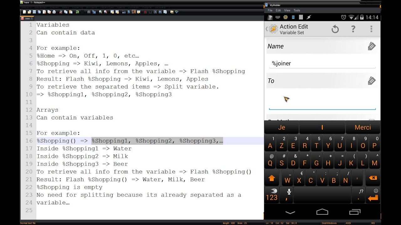 Tasker tutorial: Create a shopping list using arrays and variables.