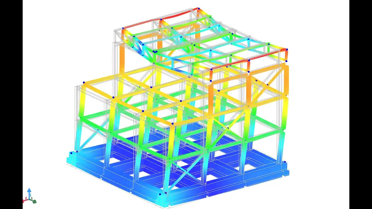 Deformada da estrutura devido &agrave; ac&ccedil;&atilde;o s&iacute;smica - Anima&ccedil;&atilde;o 3D