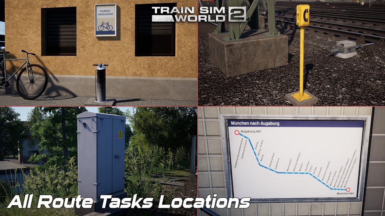 All Route Tasks Locations - Hauptstrecke München - Augsburg - Train Sim World 2