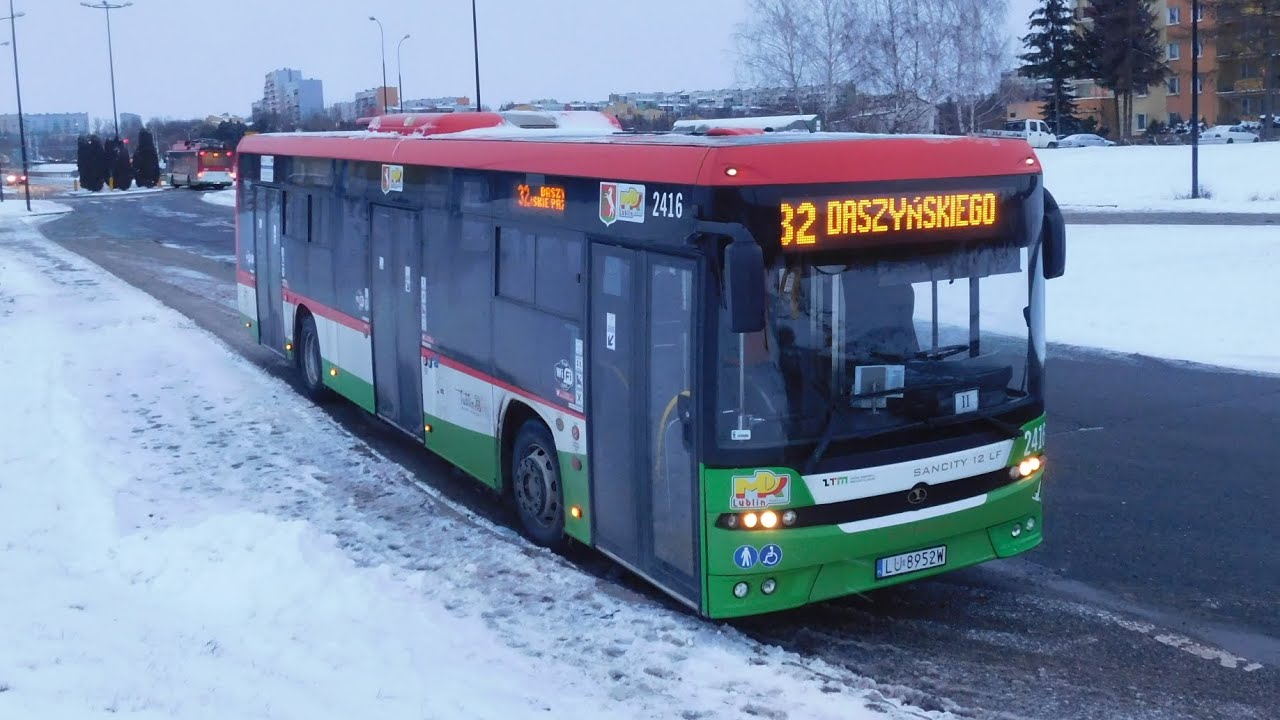 [Cała trasa: Linia 32 DASZYŃSKIEGO] Autosan M12LF MPK Lublin #2416
