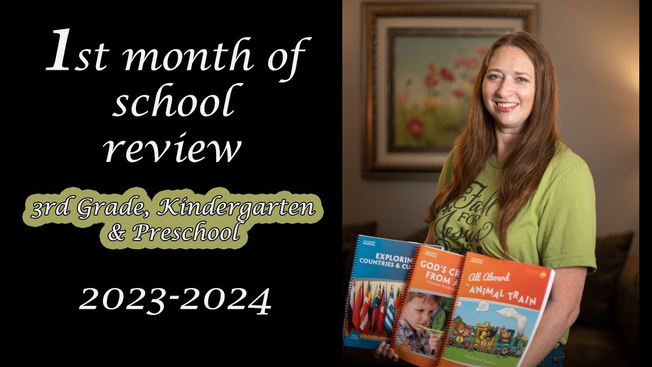 1st month of school review using My Father's World for 3rd, Kindergarten, and Preschool.