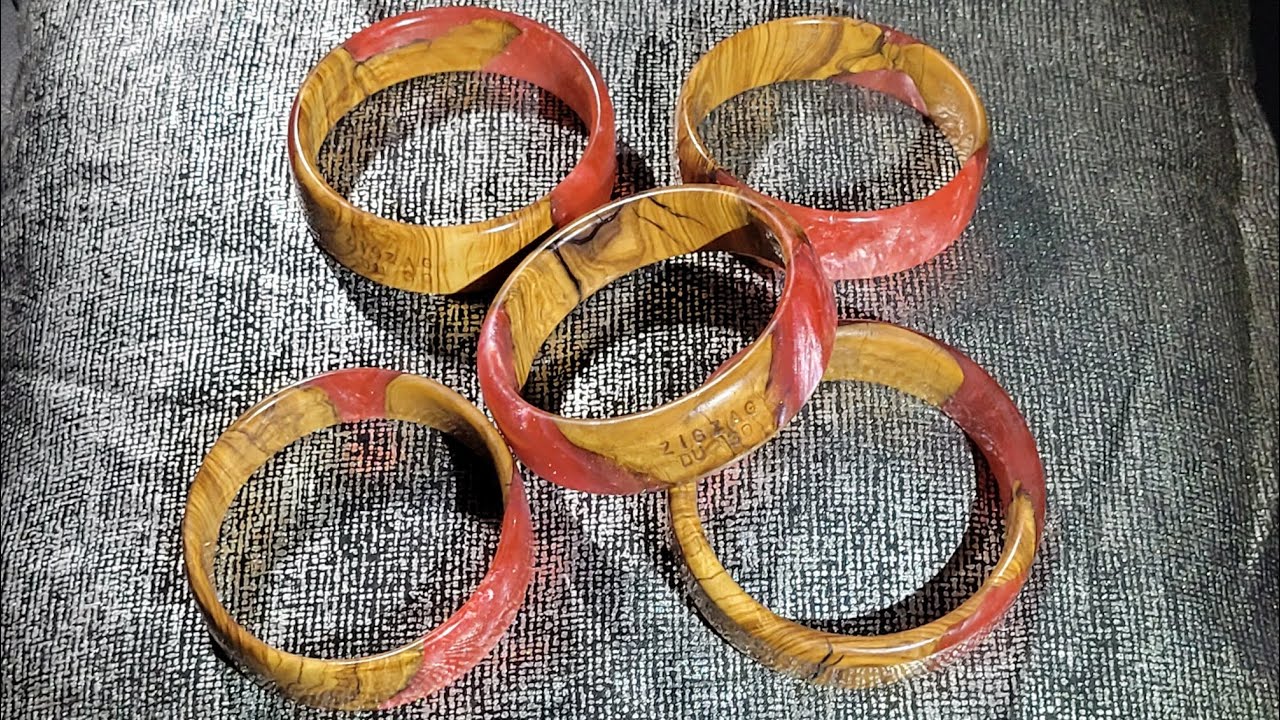 woodturning, tournage sur bois de bracelets en olivier et résine époxy (vidéo complète)
