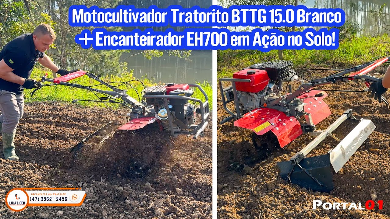 Motocultivador #tratorito BTTG 15.0 da Branco + Encanteirador EH700 maquinafort em Ação no Solo!