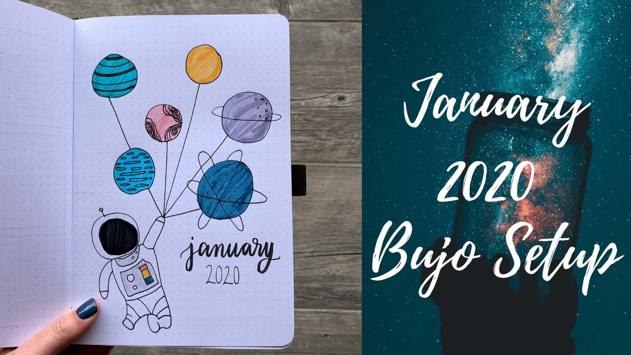 BUJO SETUP JANUARY 2020 | January Bullet Journal Setup Space Themed | Archer and Olive BUJO 2020